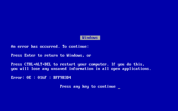 Синий экран смерти Windows 95/98/ME